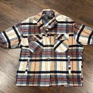 Zara long plaid oversized shacket overshirt